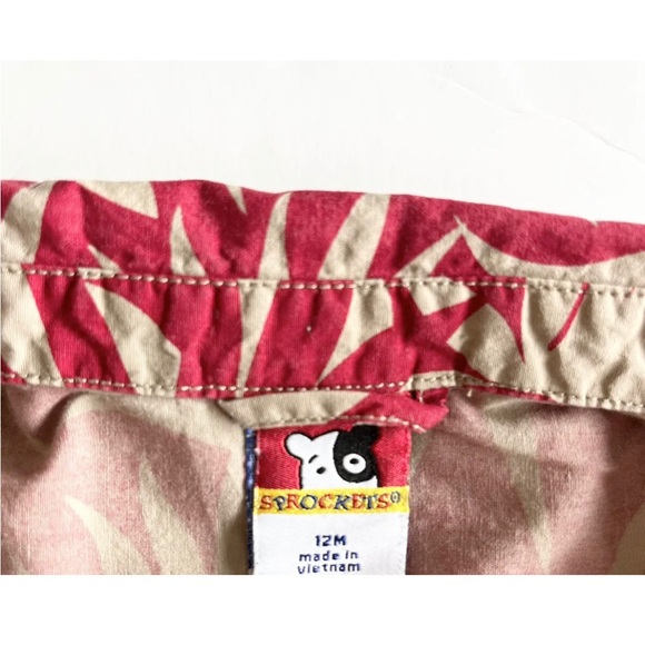 Sprockets 12M Hawaiian Shirt Tan Red Tropical Button Down Collared 100% Cotton - Picture 6 of 7